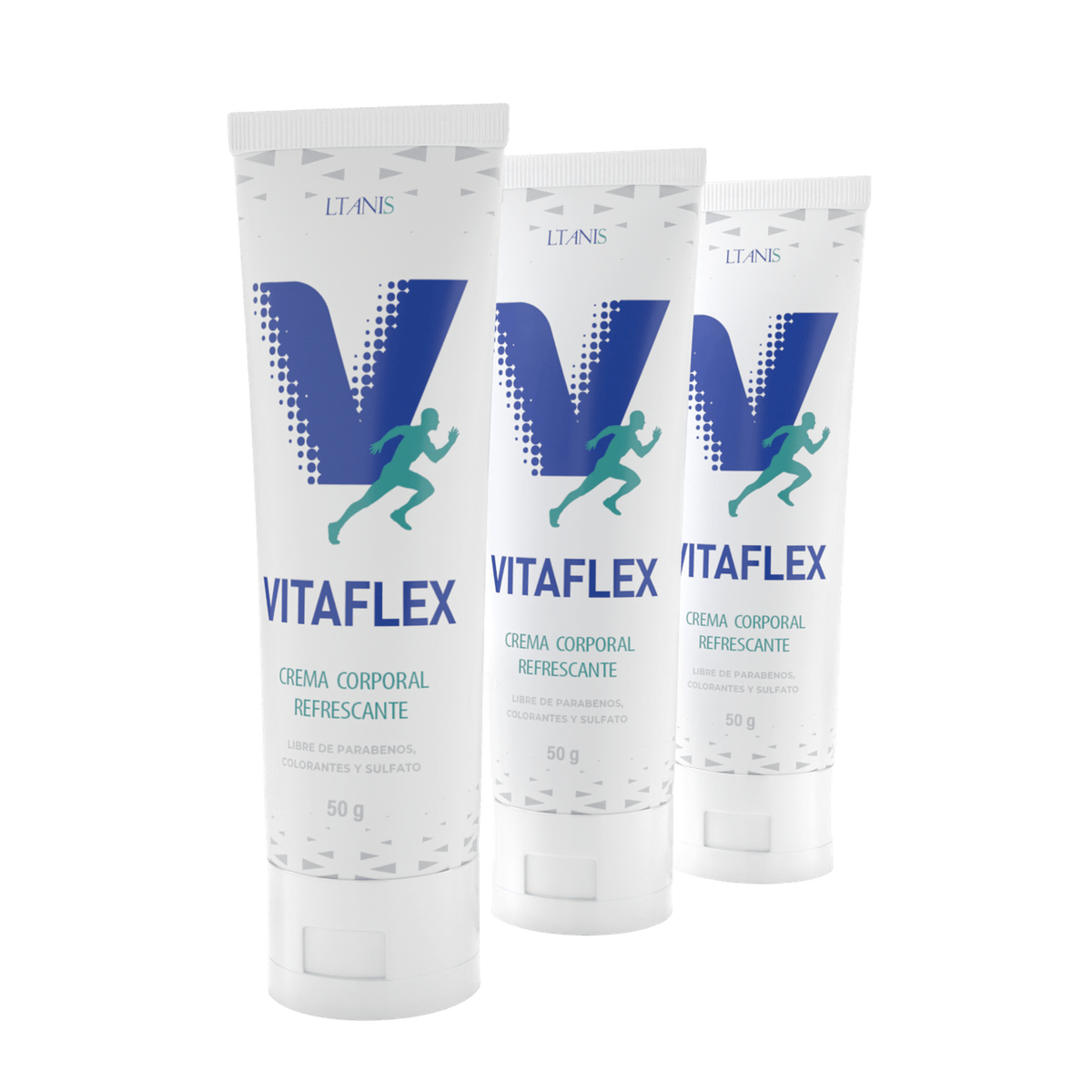 Tres tubos de Vitaflex crema corporal refrescante de 50 g de LTANIS